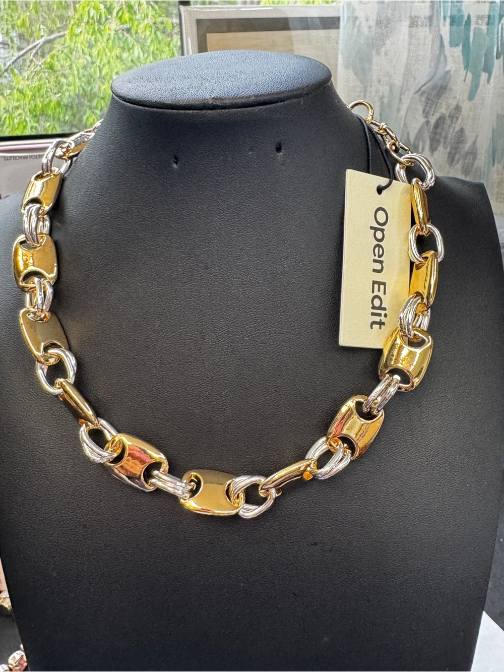 Open Edit Two-Tone Gold and Silver Link Necklace
